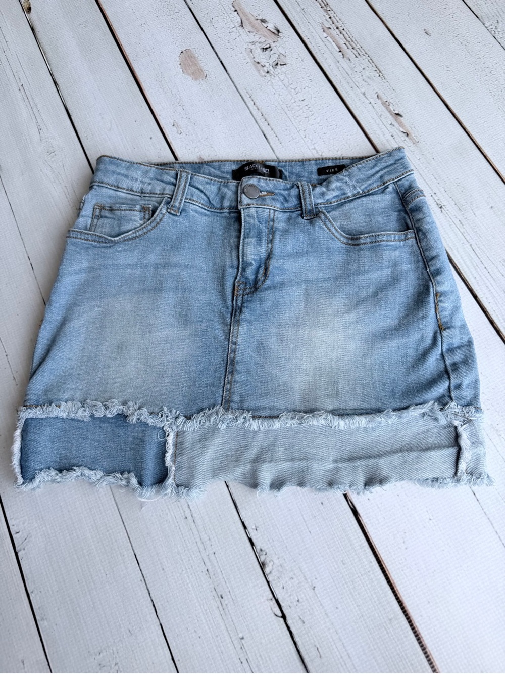 C'est Toi Black Label Deconstructed Frayed Denim Mini Skirt - Size Small - Picture 2 of 5